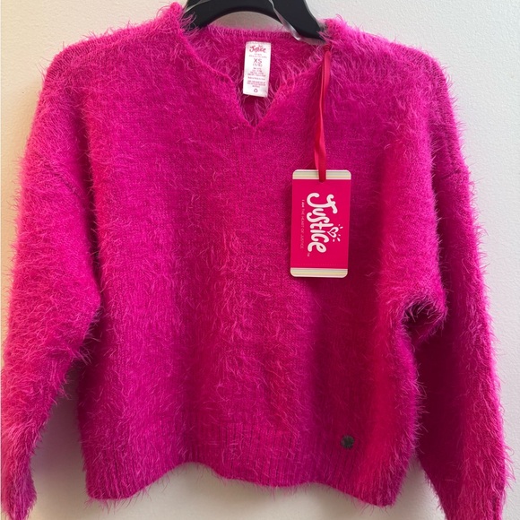 Justice Other - Justice Girls Vibrant Fuzzy V-Neck Sweater